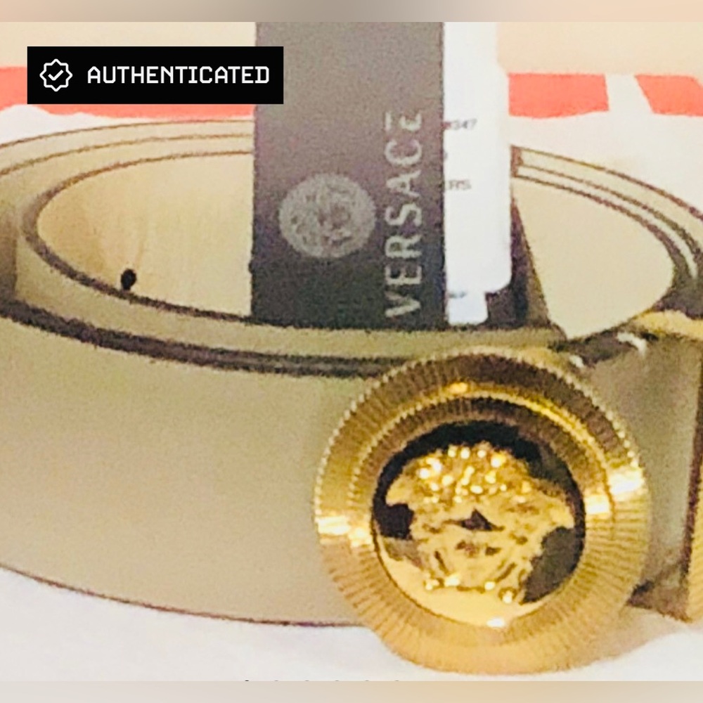 Versace Medusa Leather Belt Biggie Beige 💎🏷️